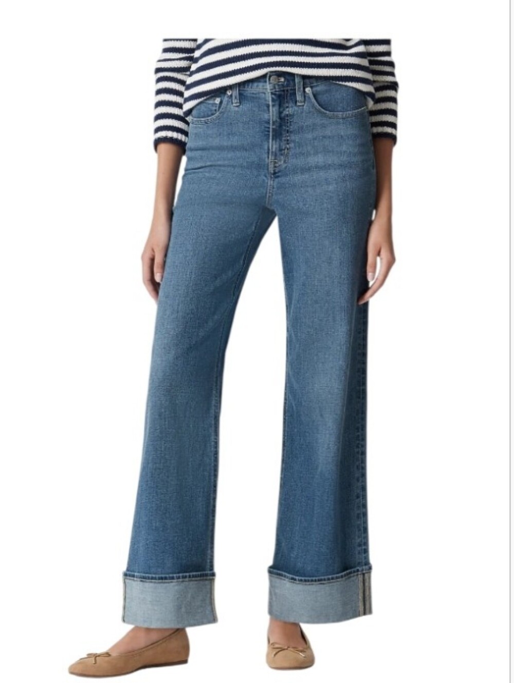 NWT. J.Crew Factory Classic Wide-leg Cuffed Jeans In All Day Stretch Sz.27 P